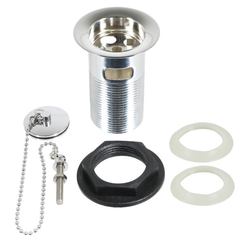 SPARES2GO Chrome Slotted Sink Basin Bathroom Kitchen Waste Chain Stay Plug (1 1/4") 2