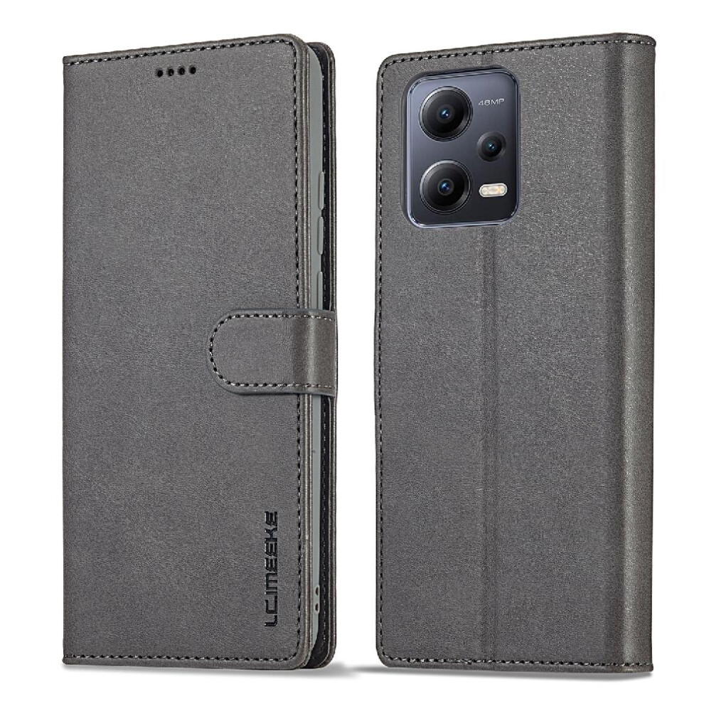 ( ) Case For Xiaomi Redmi Note 12 5G Card Slots Wallet Calf Texture Horizontal Flip Leather Case With Holder Gray 764762618698