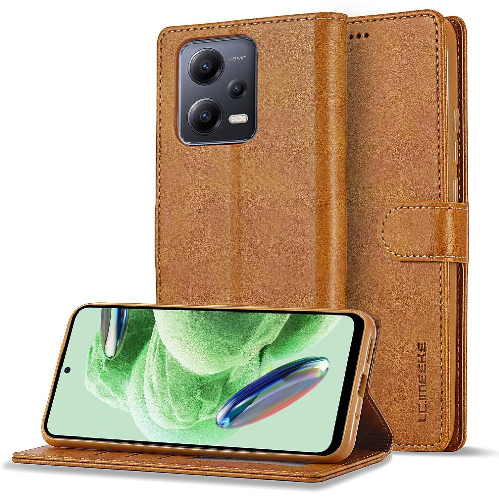 (Yellow) Case For Xiaomi Redmi Note 12 5G Card Slots Wallet Calf Texture Horizontal Flip Leather Case With Holder Yellow 764762618704