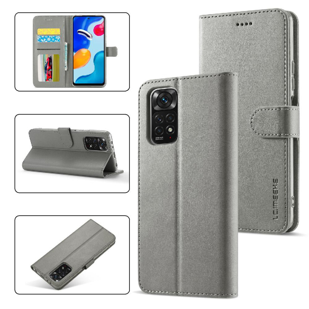 ( ) Case For Xiaomi Redmi Note12 Pro 4G Card Slots Wallet With Holder Calf Texture Horizontal Flip Leather Case Gray 764762618841