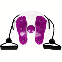 (Purple, Waist Twisting Disc Pull Rope) Waist Twisting Disc With Handles, Trims Waist Arms Hips And Thighs Waist Training Foot Massage Plate With