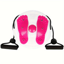(Hot Pink, Waist Twisting Disc Pull Rope) Waist Twisting Disc With Handles, Trims Waist Arms Hips And Thighs Waist Training Foot Massage Plate With