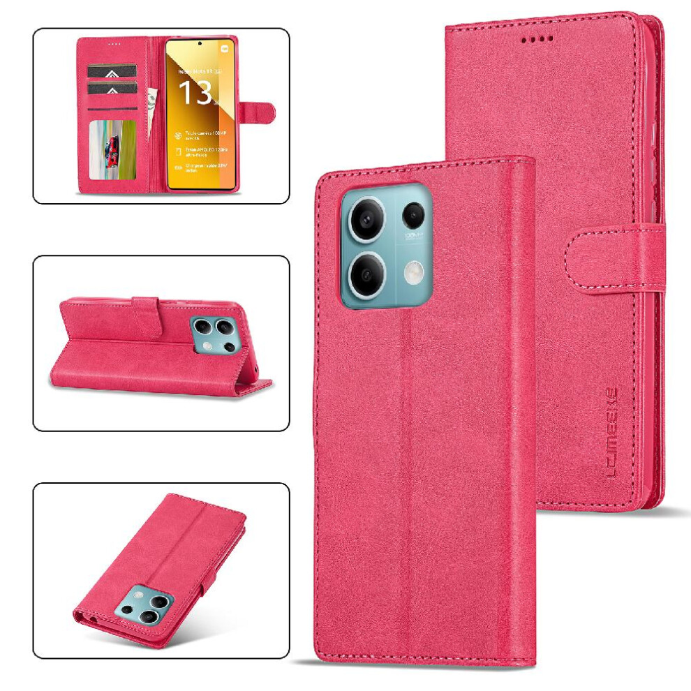 (Red) Case For Xiaomi Mi Note 13 5G Card Slots Wallet With Holder Calf Texture Horizontal Flip Leather Case Red 764762619114