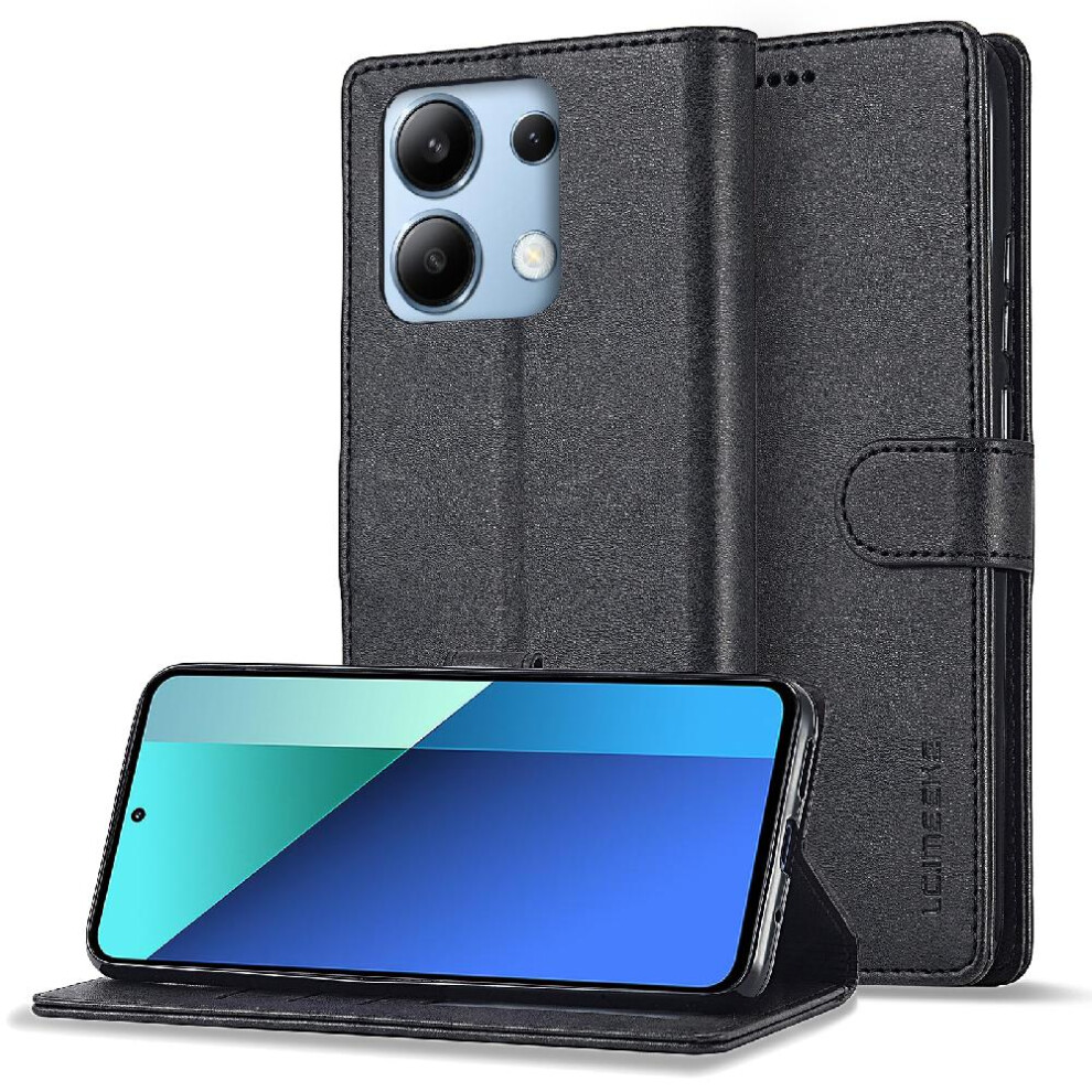 (Black) Case For Xiaomi Redmi Note 13 4G Calf Texture Horizontal Flip Leather Case With Holder Card Slots Wallet Black 764762619282
