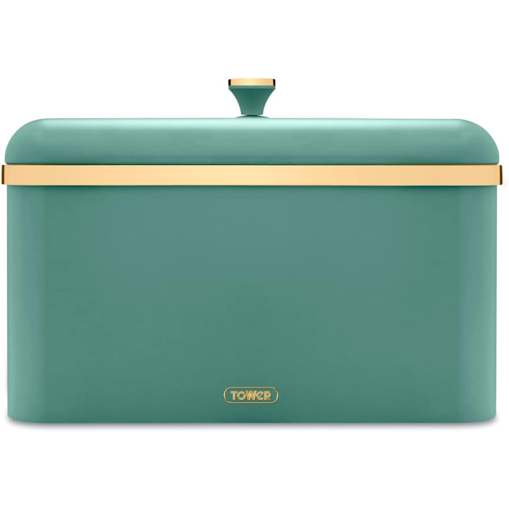 Bread bin Jade and Champagne Gold Cavaletto TOWER Kitchen Storage Breadbin