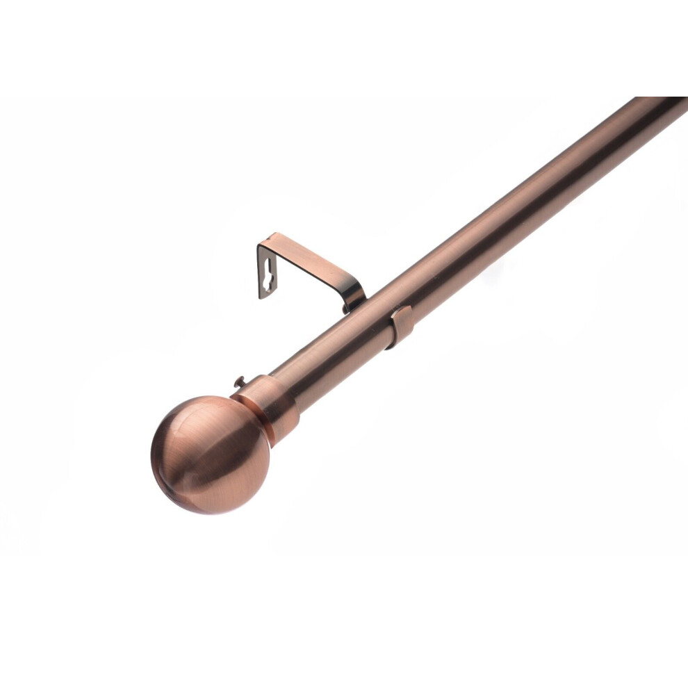 (70- 120 cm, Antique Copper (Ball Finial)) Lister Cartwright 28mm Antique Copper Adjustable Telescopic Extendable Metal Curtain Pole Set with Finial V-image-OPC-PDQWN26-NEW