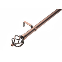 (70- 120 cm, Antique Copper (Cage Finial)) Lister Cartwright 28mm Antique Copper Adjustable Telescopic Extendable Metal Curtain Pole Set with Finial Voile Easy fit to Outdoor, Bedroom, Living R