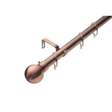 (210 - 320 cm, Antique Copper (Ball Finial)) Lister Cartwright 28mm Antique Copper Adjustable Telescopic Extendable Metal Curtain Pole Set Rings with Finial Voile Easy fit to Outdoor, Bedroom, Li