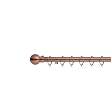 (240 cm, Antique Copper (Ball Finial)) Lister Cartwright 28mm Antique Copper Telescopic Fixed Metal Curtain Pole Set Rings with Finial Voile Easy fit to Outdoor, Bedroom, Living Room