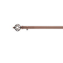(120 cm, Antique Copper (Cage Finial)) Lister Cartwright 28mm Antique Copper Telescopic Fixed Metal Curtain Pole Set with Finial Voile Easy fit to Outdoor, Bedroom, Living Room