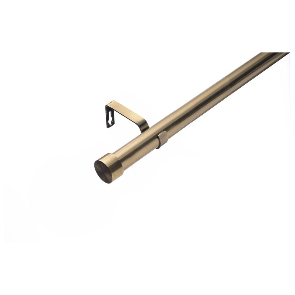 (210 - 350 cm, Antique Brass (Stopper Finial)) Lister Cartwright 28mm Antique Brass Adjustable Telescopic Extendable Metal Curtain Pole Set with Finial Voile Easy fit to Outdoor, Bedroom, Living Ro