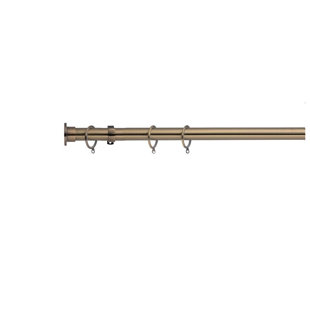 Lister Cartwright (150 Cm, Antique Brass (Disc Stopper Finial)) 28Mm Antique Brass Fixed Metal Curtain Pole Set Rings With Finial Voile Easy Fit To Ou
