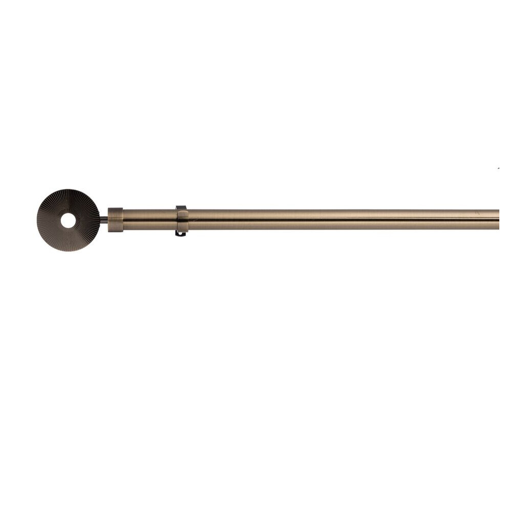 (120 cm, Antique Brass (Horologe Finial)) Lister Cartwright 28mm Antique Brass Fixed Metal Curtain Pole Set with Finial Voile Easy fit to Outdoor, Bed-image-OPC-PDQWN8W-NEW