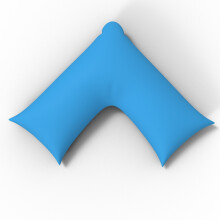 (Lt Blue) V Shaped Quilted Pillow with Free Flannel V Pillowcase 100% Brushed Cotton Pillowcase Warm Cosy Back Neck & Pregnancy Support Pillow