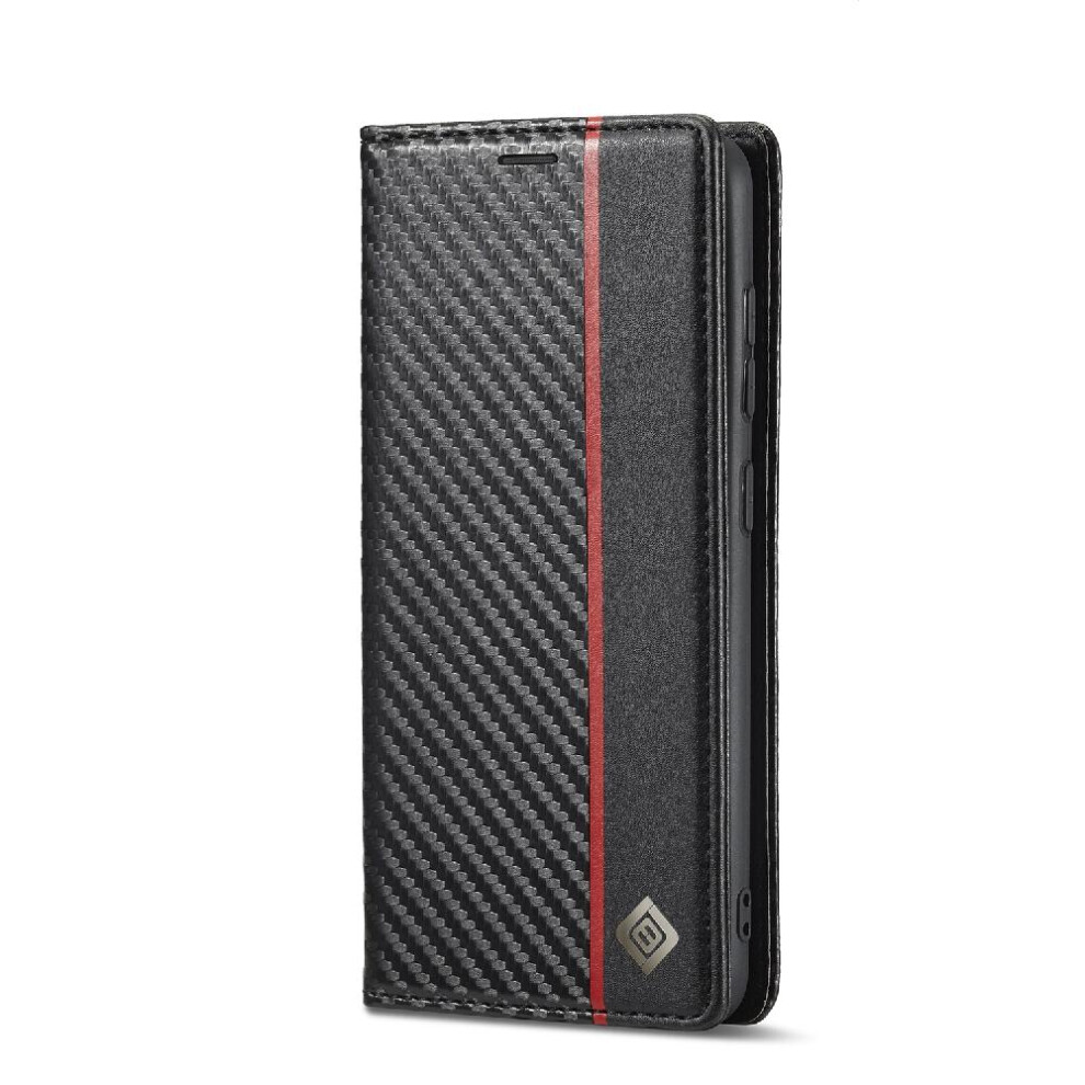 (Black) Case For Samsung Galaxy S21 Leather Folio Flip Case With Card Holder Kickstand Card Insertion Full Protection Magnetic Carbon Fiber Black 764762619817