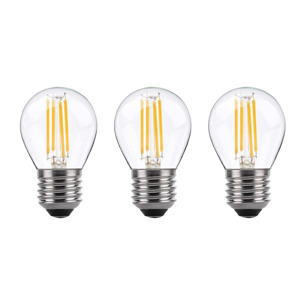 (3 Pack ) LED Filament Light Bulb G45 Golf Ball E27 Screw 5.9w equiv brightness 80w Warm White Mini Globe 2700K Chandelier Energy Saving