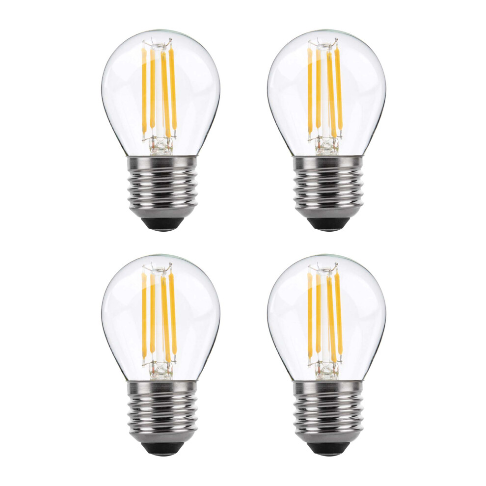 (4 Pack) LED Filament Light Bulb G45 Golf Ball E27 Screw 5.9w equiv brightness 80w Warm White Mini Globe 2700K Chandelier Energy Saving