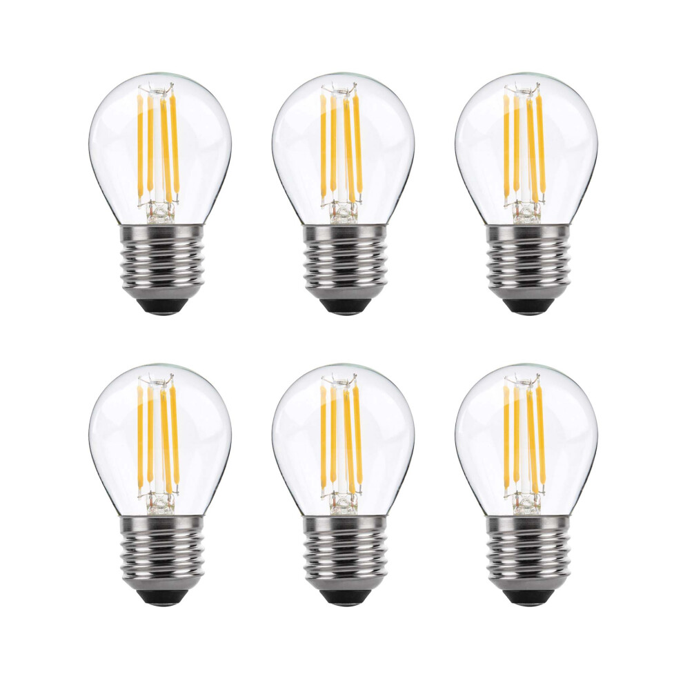 (6 Pack) LED Filament Light Bulb G45 Golf Ball E27 Screw 5.9w equiv brightness 80w Warm White Mini Globe 2700K Chandelier Energy Saving