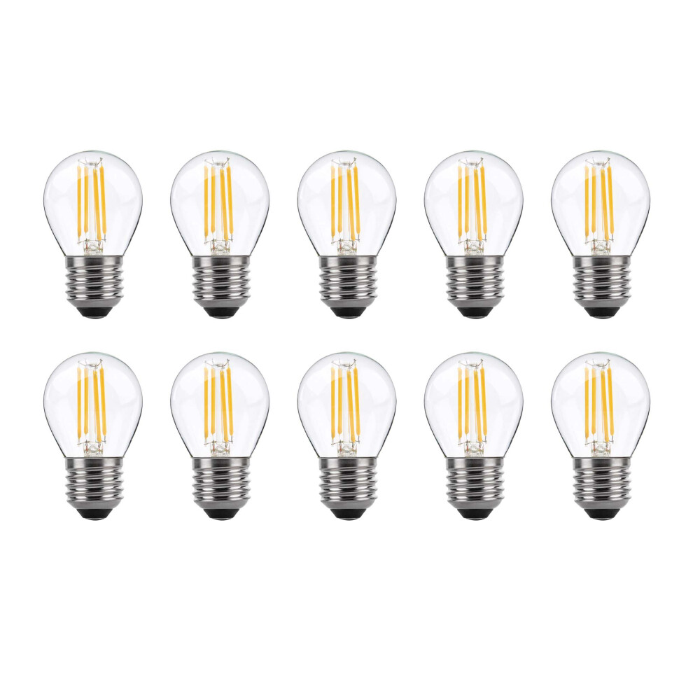 (10 Pack) LED Filament Light Bulb G45 Golf Ball E27 Screw 5.9w equiv brightness 80w Warm White Mini Globe 2700K Chandelier Energy Saving