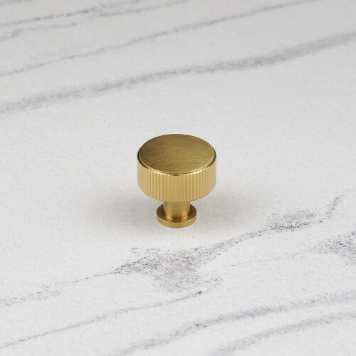 (35mm Knob) Satin Brass Reeded T Bar Handles
