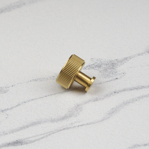 (35mm Knob) Satin Brass Reeded T Bar Handles 2