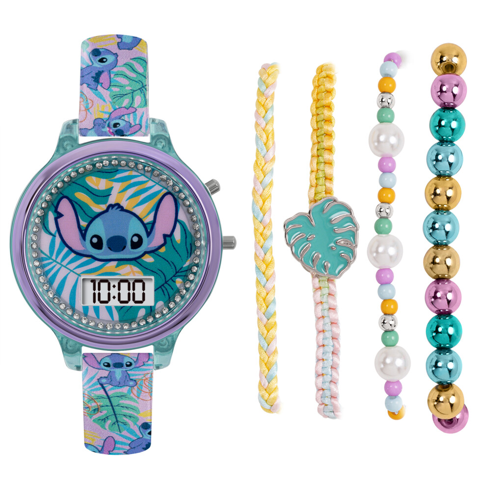 Disney Kids Lilo And Stitch Digital Watch And Bracelet Set Las40001arg Blue