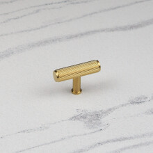 (55mm Pull) Satin Brass Reeded T Bar Handles