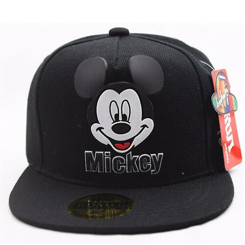 (Black) Kid Mickey Mouse Adjustable Snapback Baseball Caps