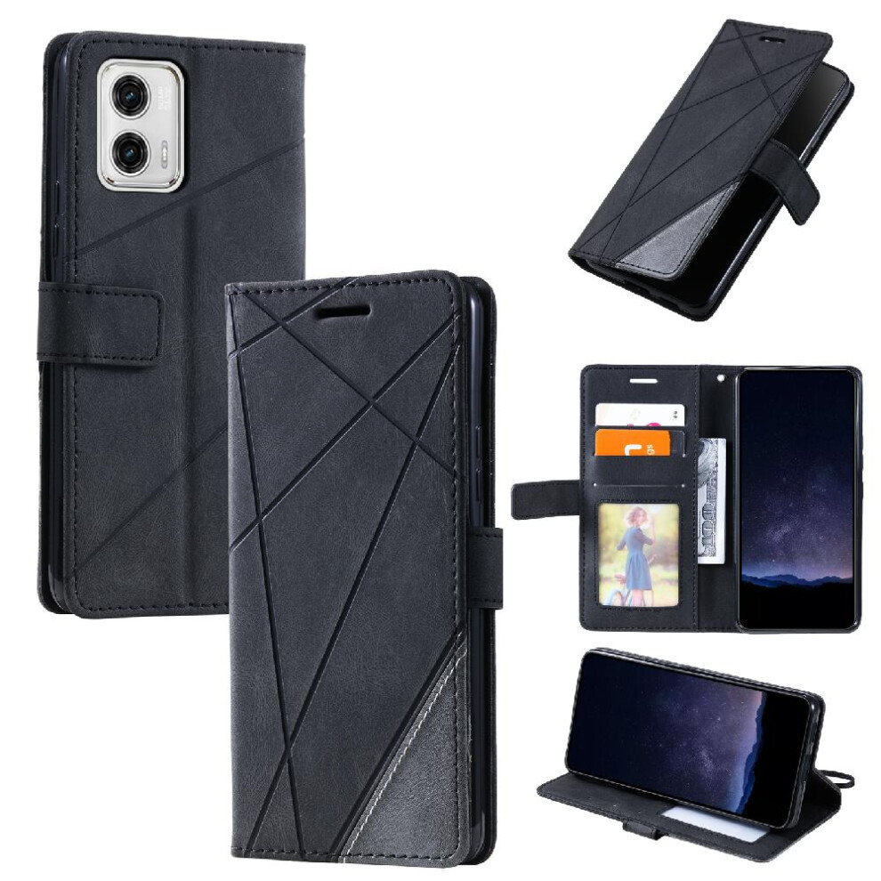 (Black) Case For Motorola Moto G73 5G Shockproof Magnetic Card Holder Kickstand Wallet Flip Folio Pu Leather Black 764762621056