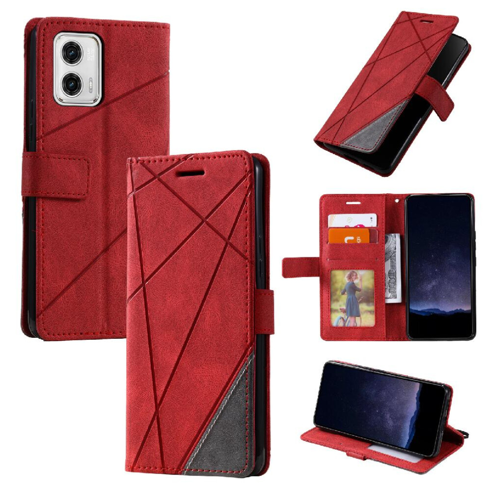 (Red) Case For Motorola Moto G73 5G Shockproof Magnetic Card Holder Kickstand Wallet Flip Folio Pu Leather Red 764762621049