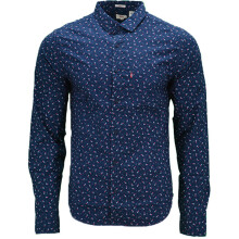 (Navy Flowery, S) LEVIS Mens Shirts Cotton Long Sleeve Flannel Shirt
