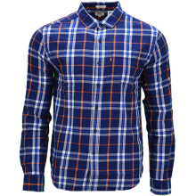 (Navy and Orange Stripe, M) LEVIS Mens Shirts Cotton Long Sleeve Flannel Shirt