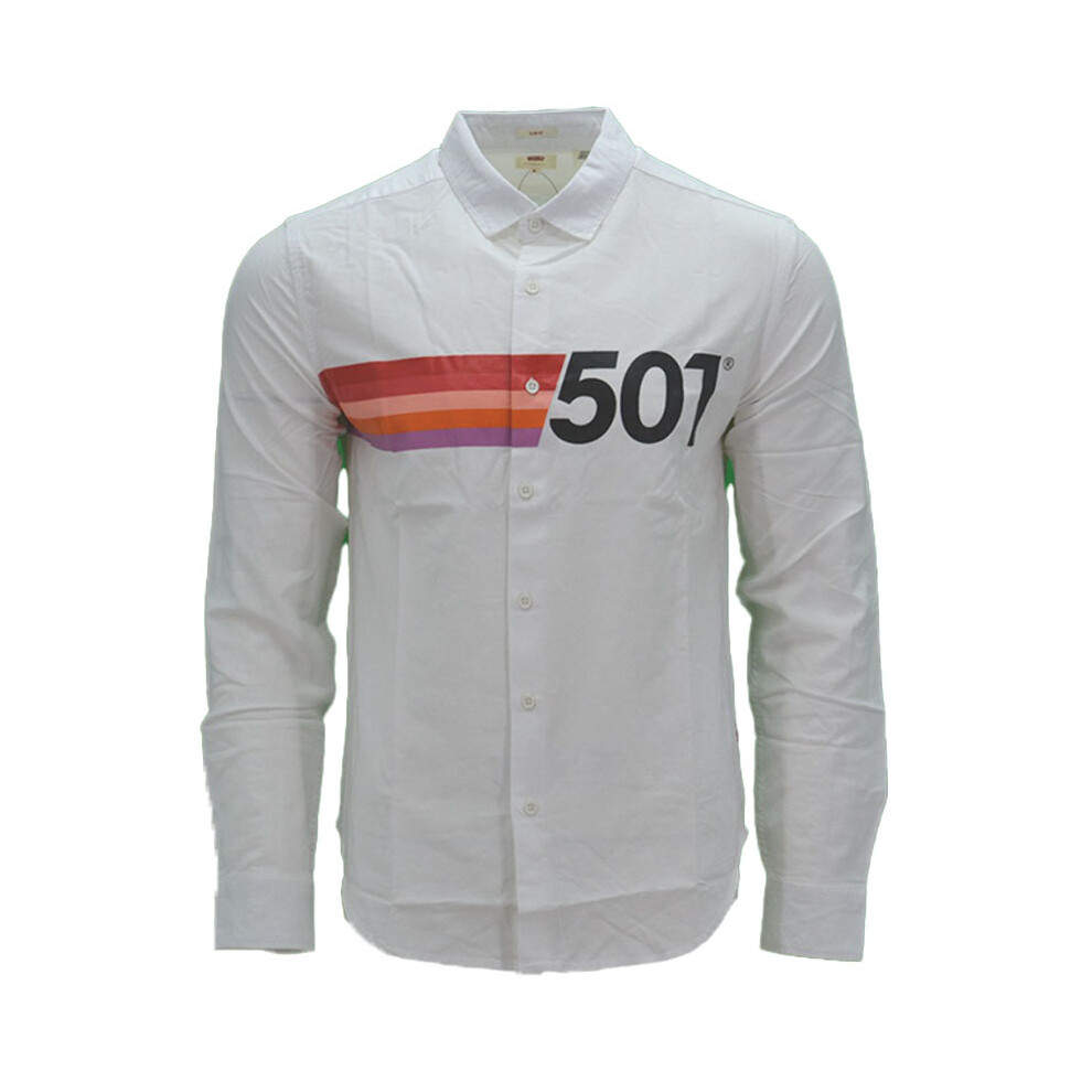 Levi's (, M) Mens Shirts Cotton Long Sleeve Flannel Shirt White