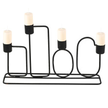(Black) 16cm Metal Candle Holder Holds Up To 4 Candles Dinner Centrepiece Home Decor