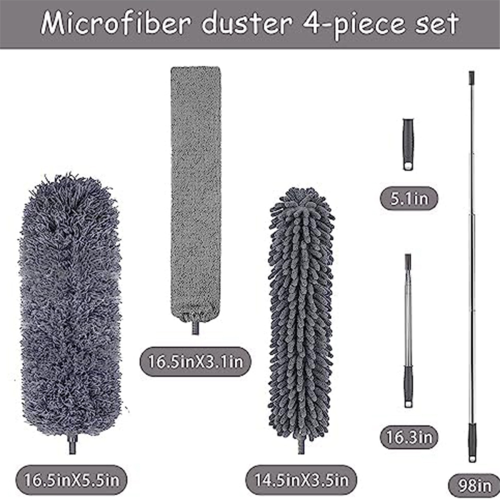 4Pcs Microfiber Duster Kit with Extension Pole 30-110 Inches 2
