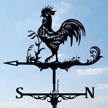 Stainless Steel Weather Vane Retro Rooster Weathervanes Garden Chicken Stake Weathercock Farm Scene Wind Direction