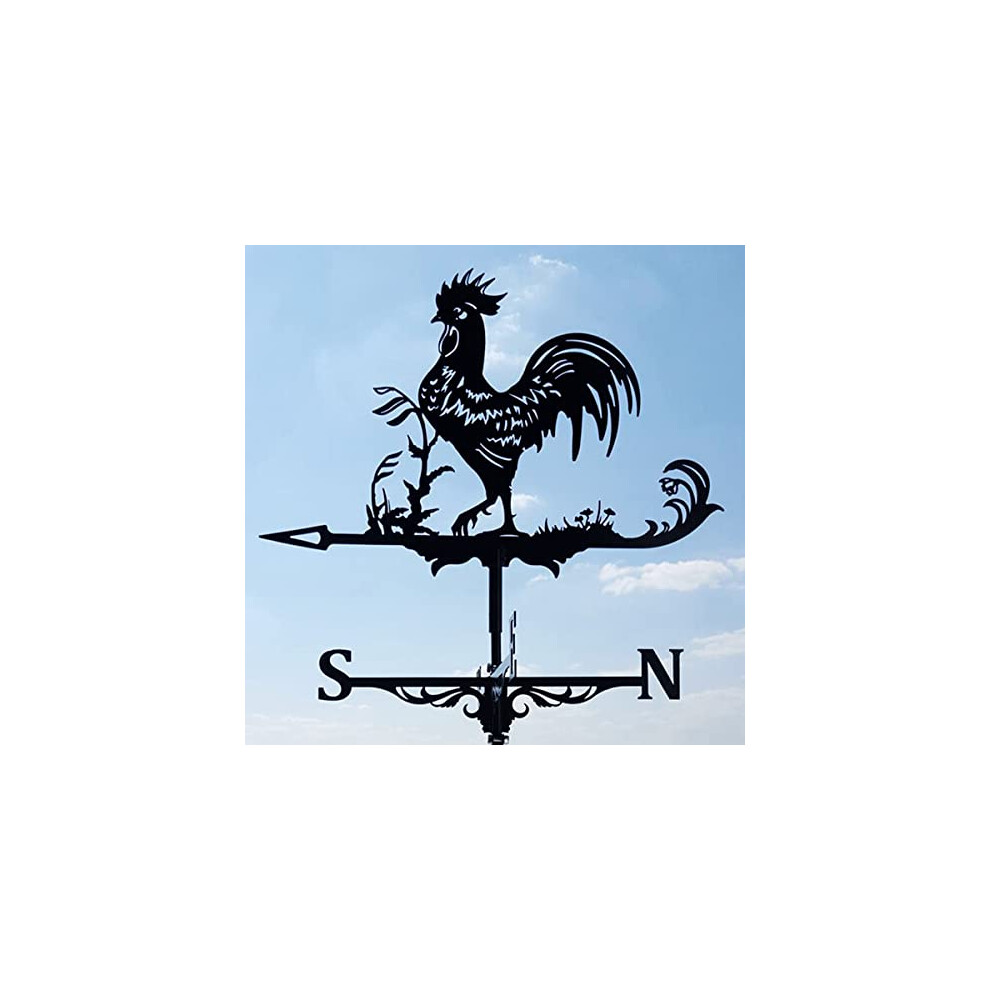 Jetcloud Stainless Steel Weather Vane Retro Rooster Weathervanes Garden Chicken Stake Weathercock Farm Scene Wind Direction