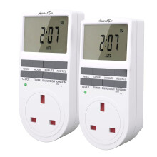 2 Pack Awootsv Digital Security Timer Plug Socket 10 ON-Off Programs Programmable Switch Timer with Random Mode, for