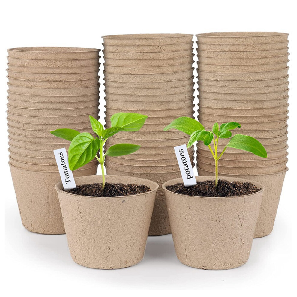 60 Pcs Seed Starting Pots Round Nursery Pot, with 20 Plant Labels