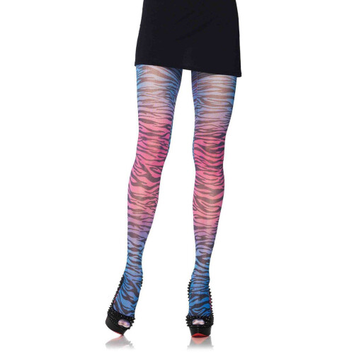 Leg Avenue Women's Rainbow Zebra Print Tights