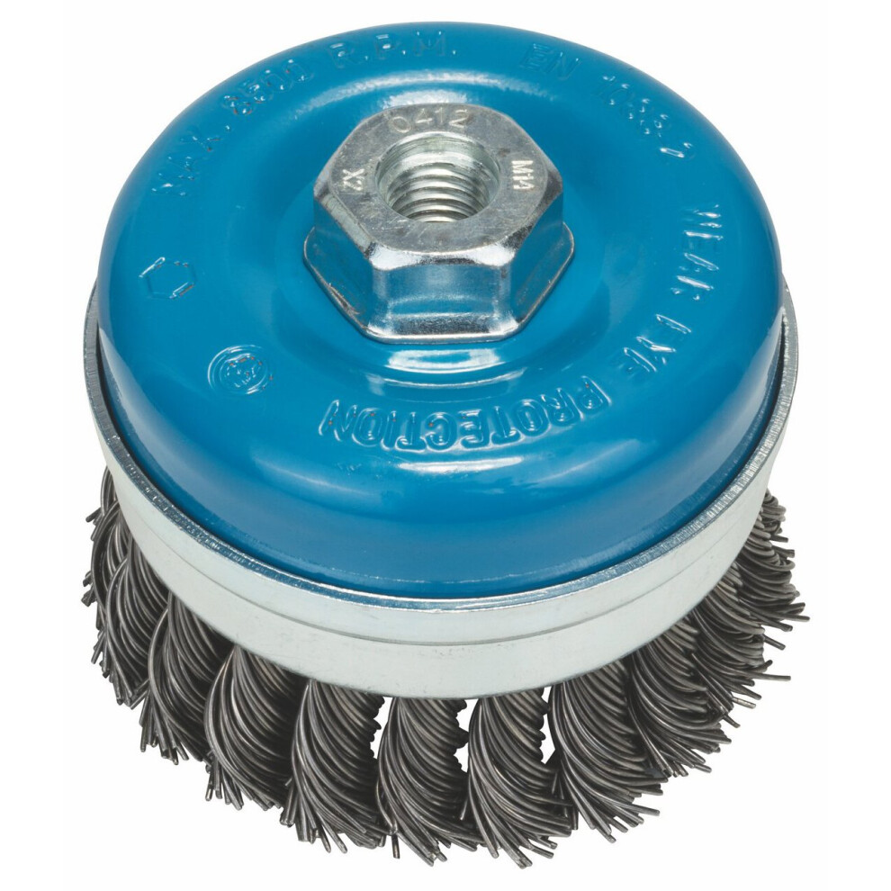 1608614000 Steel Wire Cup Brush, 0.8mm, 90mm X M14, Blue