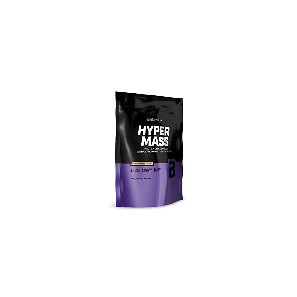 Biotechusa Hyper Mass - Mass Gainer With Carbs & Protein Blend | Micronised Creatine | Gluten-Free, 1 Kg, Cookies & Cream