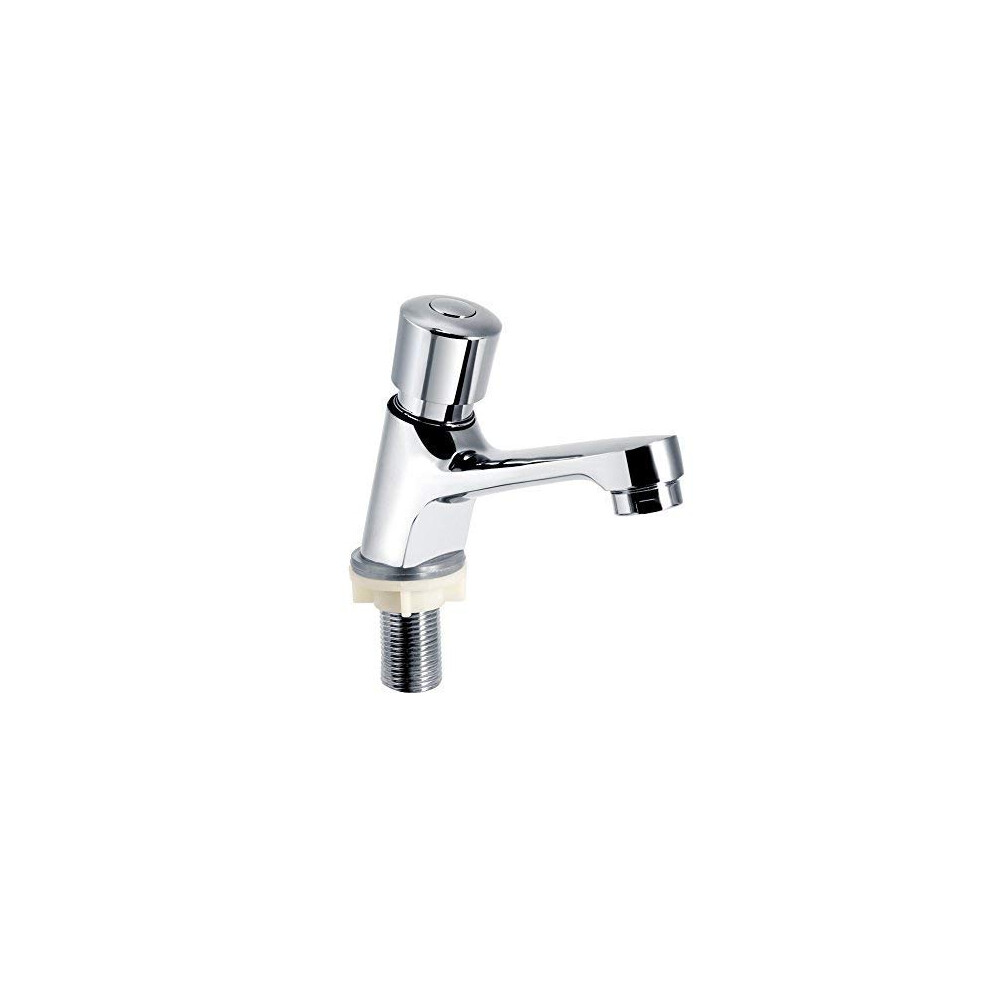 Basin Faucet Public Kitchen Bathroom Chrome Sink Tap Plated Self Closing Water Saving Time Delay 763741118136