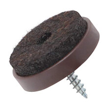 Adsamm / 16 x Felt-pads with screws | Ø 1,1'' (Ø 28 mm) | brown | round | Premium quality furniture sliders with