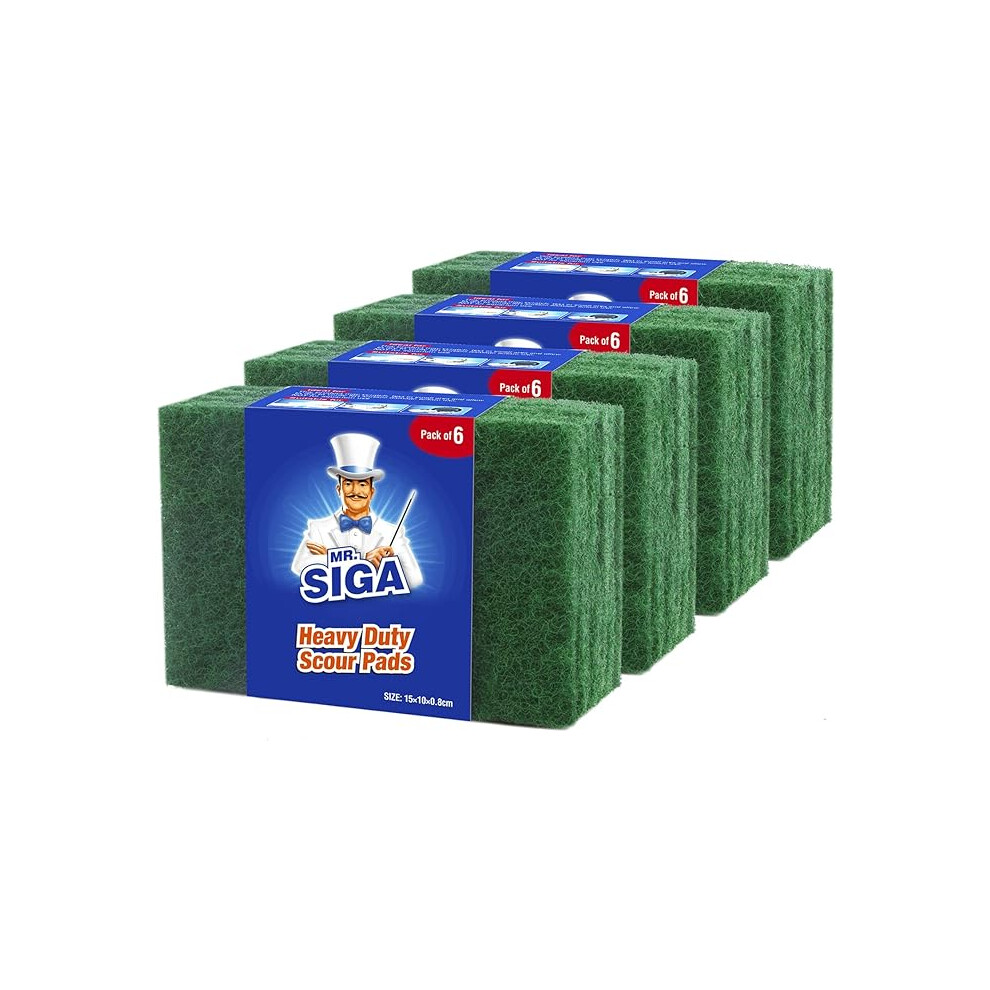 ‎Mr.siga Mr.siga Heavy Duty Scouring Pads, Household Scrubber For Kitchen, Sink, Dish, 24-Pack, 3.9 X 5.9 Inch (10 X 15 Cm), Green
