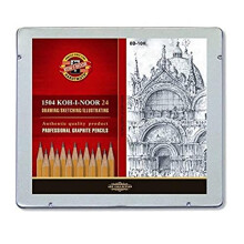 Grafitov ceruzky KOH-I-NOOR 8B-10H v plechovke (balenie 24 kusov)