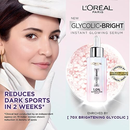 L’Oréal Paris Sérum Éclaircissant L'Oréal Paris, 1% Acide Glycolique, 2% Niacinamide, Réduit Visiblement les Taches, 15ml 1