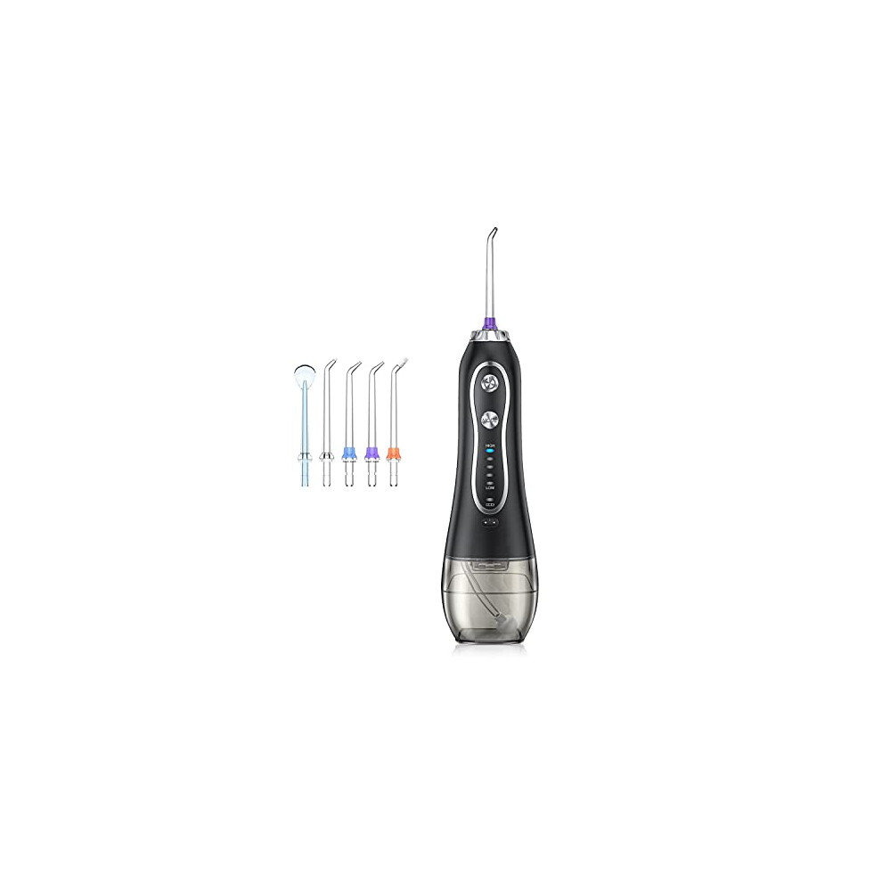 Water Flosser for Teeth Cordless with 5 Modes, Lychico 300ML Portable Oral Irrigator Gravity Ball, Jet Tips,