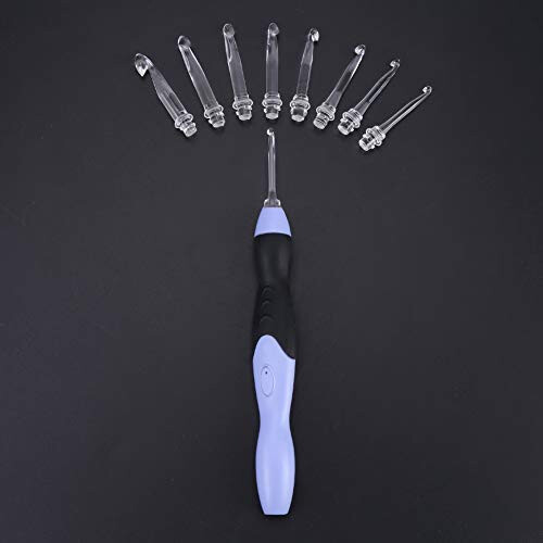 9 in 1 USB Rechargeable Light Up Crochet Hooks,LED Dimmable Crochet Set with 9 Interchangeable