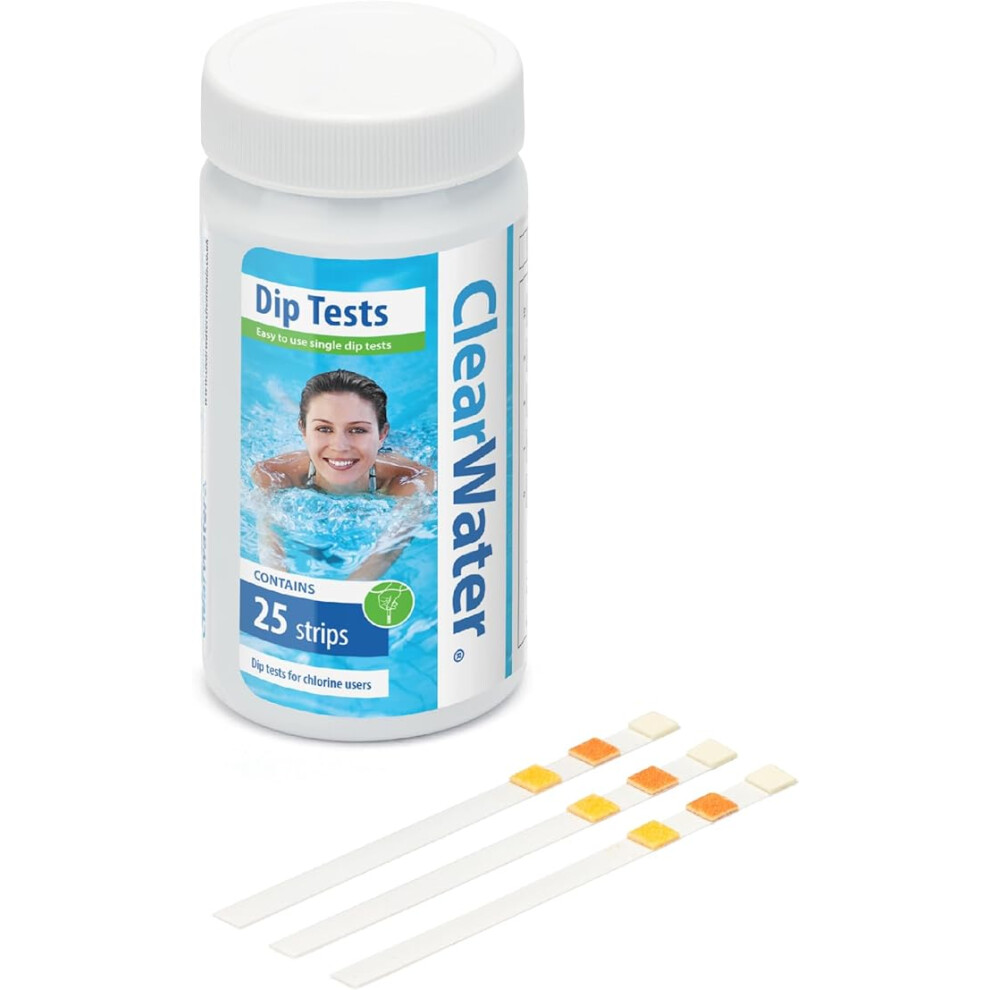 Clearwater Hot Tub Pool & Spa Test Strips x 25 /3 in 1 Measures Chlorine PH and Total Alkalinity